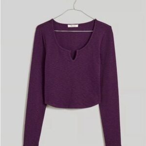 Madewell Purple Crop Blouse with Cut Out